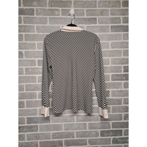 Notations 90s Striped Button Down,Long Sleeve Classic Women Blouse Size Medium - Picture 7 of 10